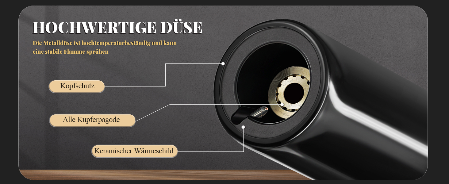 Газовий запальник для кухні з регульованим полум'ям Jet, одноручний, для приготування їжі, грилю, паяння (без газу), Zq1-bk