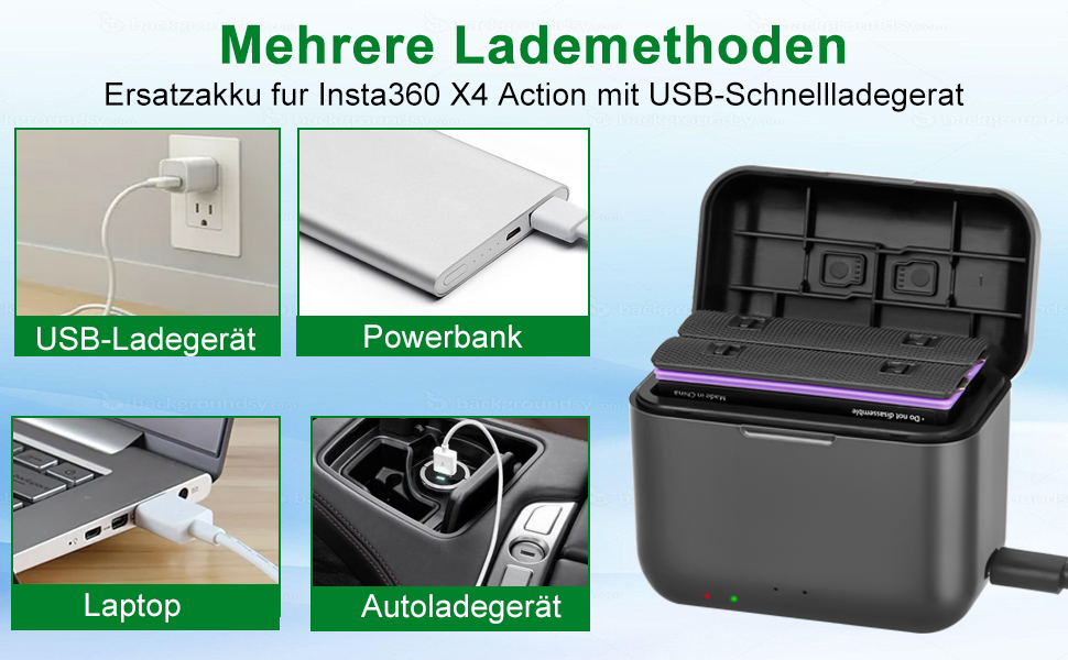 2 x 2800mAh акумулятори Insta360 X4 з зарядним пристроєм USB-C, Li-Ion акумулятори для Insta360 X4, з мікро SD картами