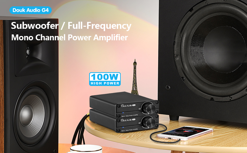Підсилювач Douk Audio G4 Mini 100W, сабвуферний або повнодіапазонний моноканальний аудіо підсилювач