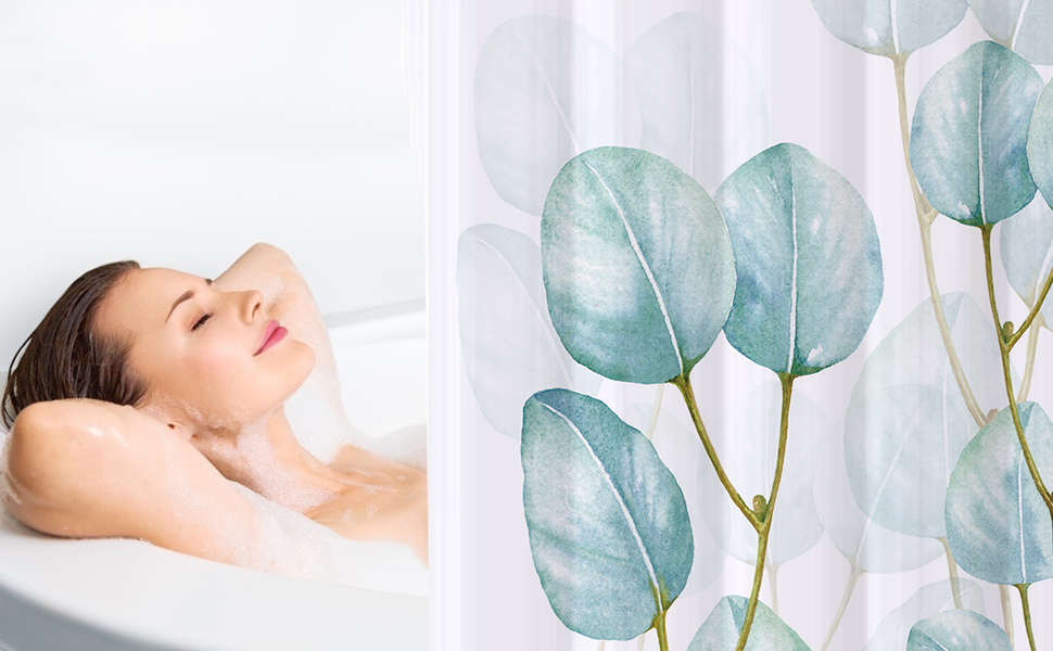 Шторка для душу REZAYMRS, 180x200 см, водонепроникна, з 12 гачками, поліестер, зелена, для ванної кімнати