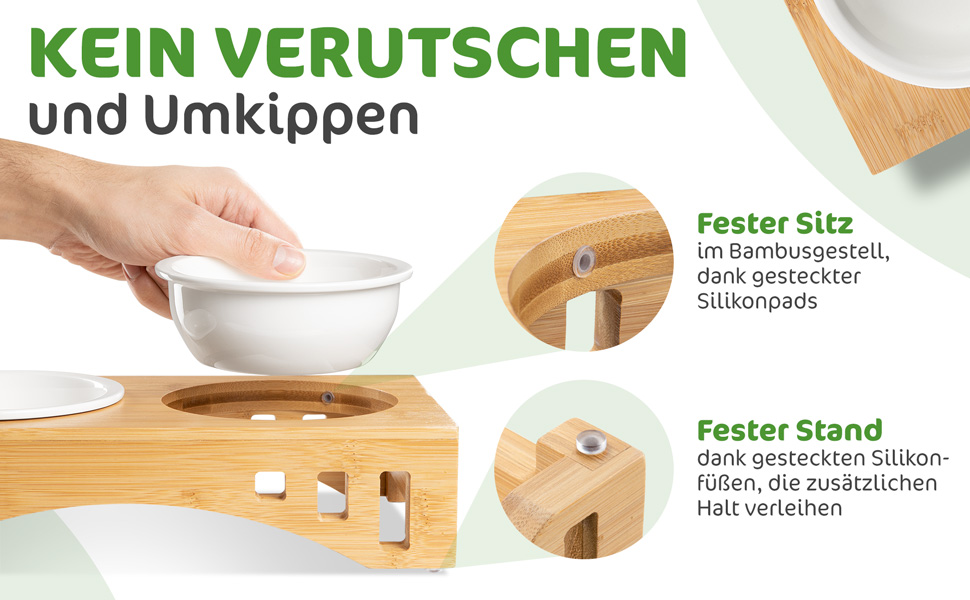Миска для котів та тварин з бамбукового каркасу, подвійна керамічна миска 400 мл, для кошенят, собак, тварин