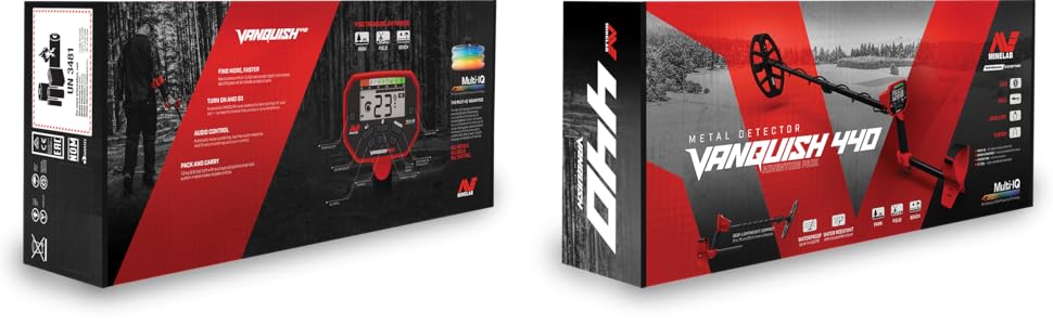 Металлодетектор Minelab Vanquish 440: багаточастотний пошуковик з функцією Pinpoint та водонепроникною котушкою V10 10''x7'' Double-D для дорослих