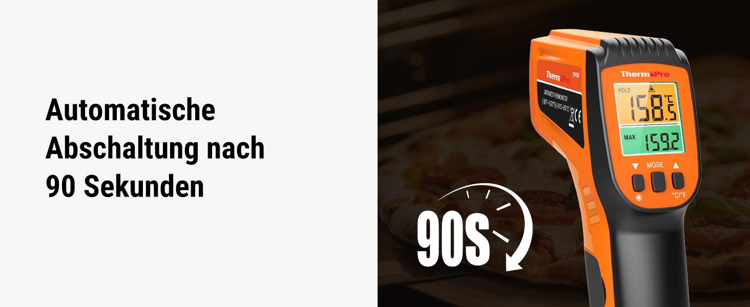 Інфрачервоний термометр ThermoPro TP30 з лазерним цільцем -50°C ~ 550°C, вимірювання MAX/MIN/AVG, для вимірювання температури поверхонь (не для вимірювання температури тіла)