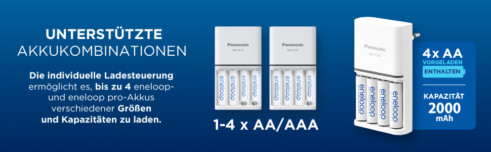 Зарядний пристрій Panasonic Eneloop SmartPlus для AA/AAA Ni-MH акумуляторів + 4x AA акумулятори Eneloop (покращена ємність)