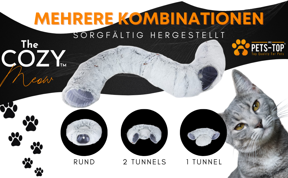 Round Cat Tunnel with Sleeping Area, XXL Large Cat Tunnel, Crinkle Tunnel, Cat Tunnel XXL Ultra Soft Round Donut Shape with Play