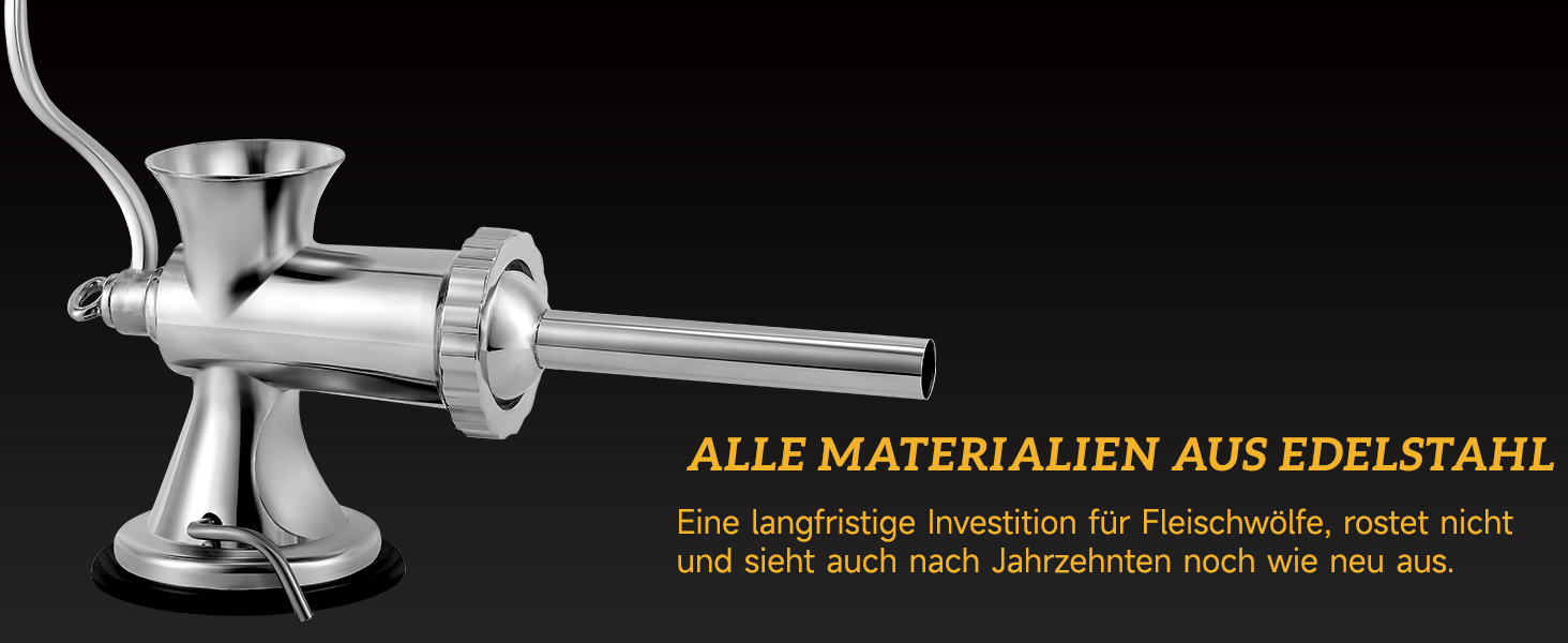 М'ясорубка ручна Hanchen з нержавіючої сталі з присоскою, насадка для ковбас, 2 диски, подрібнювач овочів - професійна
