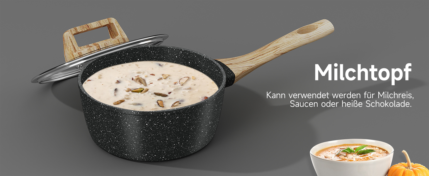 Набір посуду HOMELUX Induktion: 12 предметів, алюміній, антипригарне покриття, з кришками, без PFOA/PFOS, чорний