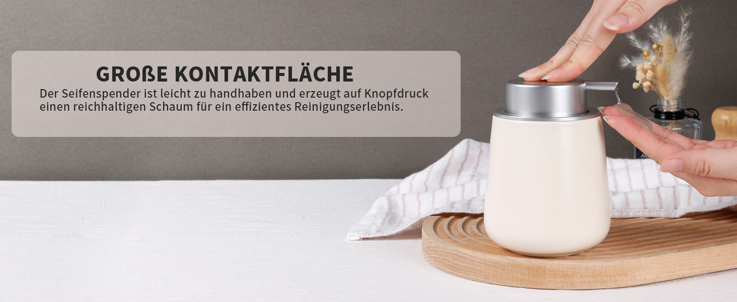 Дозатор для миючого засобу BosilunLife, 350 мл, наповнюваний, велика кнопка, стильний, неслизький, BPA-free для кухні та ванної кімнати