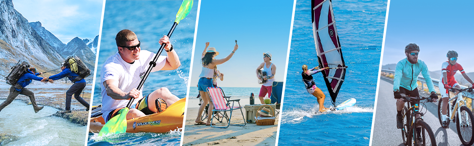 Водонепроникна поясна сумка YOSH з регульованим ремінцем (2 шт.), Drybag, для активного відпочинку, водного спорту, плавання, катання на човні - чорний