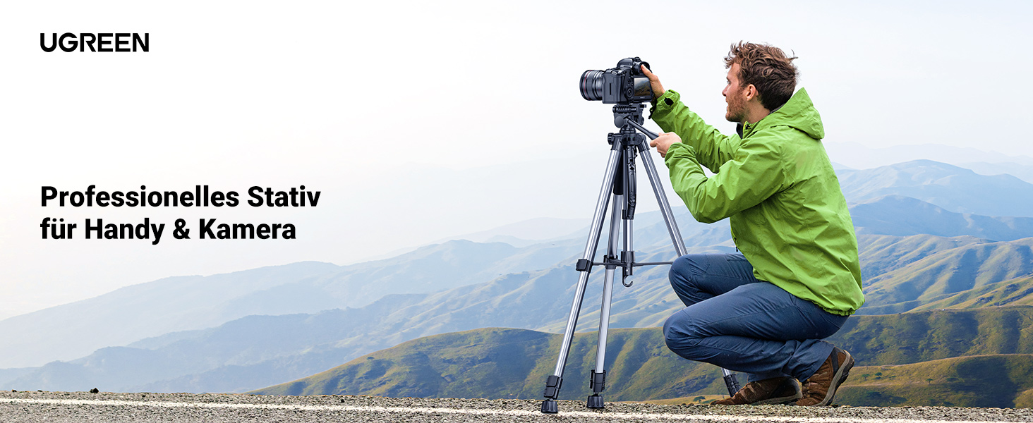 Штатив для камери UGREEN 53.5-175 см, легкий та портативний, з тримачем для смартфона та чохлом для DSLR, Canon, Nikon, Action Camera