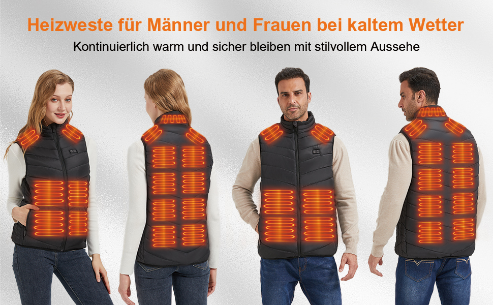 Обогревна жилетка для жінок та чоловіків з 15 зонами обігріву, для активного відпочинку та роботи на відкритому повітрі, подарунок на Різдво та День подяки (акумулятор не входить до комплекту, чорний колір)