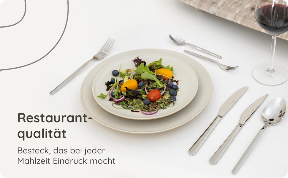 Набір столових приборів 36 предметів з нержавіючої сталі 18/0 на 6 осіб, сріблястий: ножі, виделки, ложки, ніж для стейка, виделка для торта, для повсякденного використання та прийому гостей, безпечні для посудомийної машини