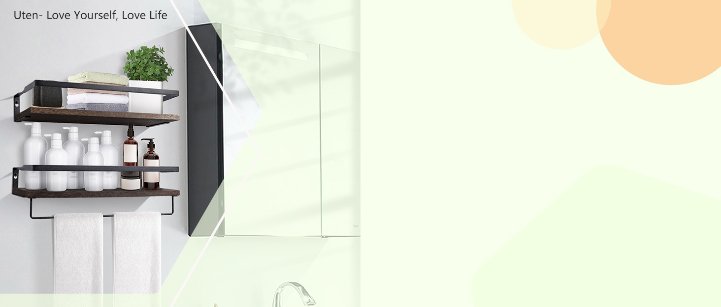 Настінна полиця з дерева, 2 шт. у наборі, рустикальний стиль, з тримачем для рушників, світло-коричневого кольору, для спальні, вітальні, ванної кімнати, кухні, офісу