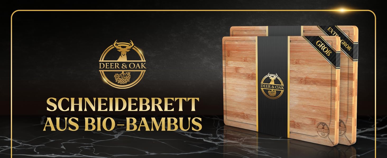 Роздільна дошка Deer & Oak з бамбука – XL (38x25x2 см), олійна, водонепроникна, для м'яса, овочів та хліба