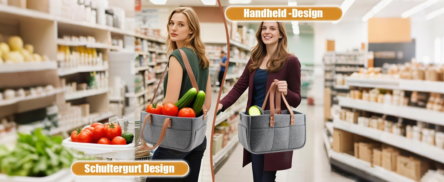 Фетрова сумка-кошик, 16л, з відділеннями, складана, міцна, сіра, 38x23x18 см. Ідеальна для пікніків, покупок та транспортування дров.