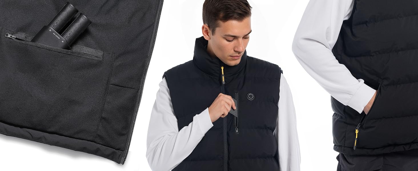 Тепла електрична жилетка InoKraft для чоловіків з підігрівом, акумулятор 8000mAh, USB-C, для зими, велоспорт, біг, хайкінг, XXL