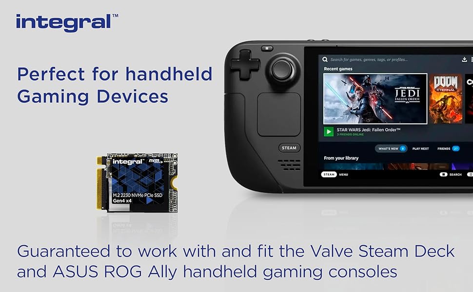 SSD Integral 1TB NVMe M.2 PCIe Gen4 x4 - Швидкість до 4900 МБ/с, 2230, сумісний з Valve Steam Deck, Microsoft Surface Pro, ПК та ноутбуками