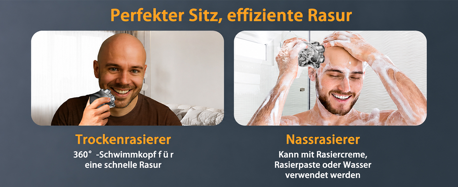 Електрична машинка для гоління чоловіча Glatzen Rasierer: водонепроникна, з 7D голівками, для сухого та вологого гоління, LED-дисплей