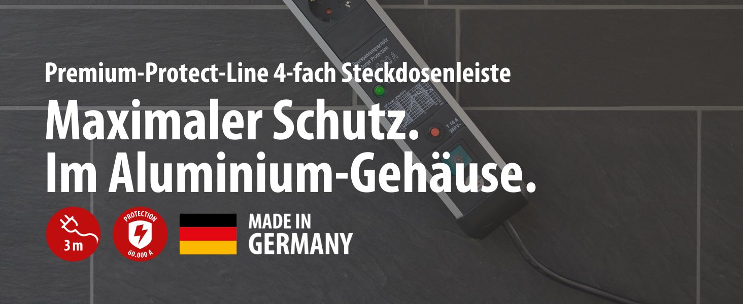 Мережевий фільтр Brennenstuhl Premium-Protect-Line на 4 розетки, кабель 3м, захисний подовжувач