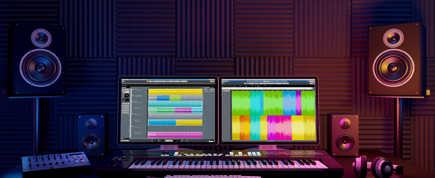 Акустичний поролон для звукоізоляції, панелі шумопоглинаючі 30x30x2.5 см з клейкою основою, набір 52 шт для студії звукозапису та домашнього кінотеатру