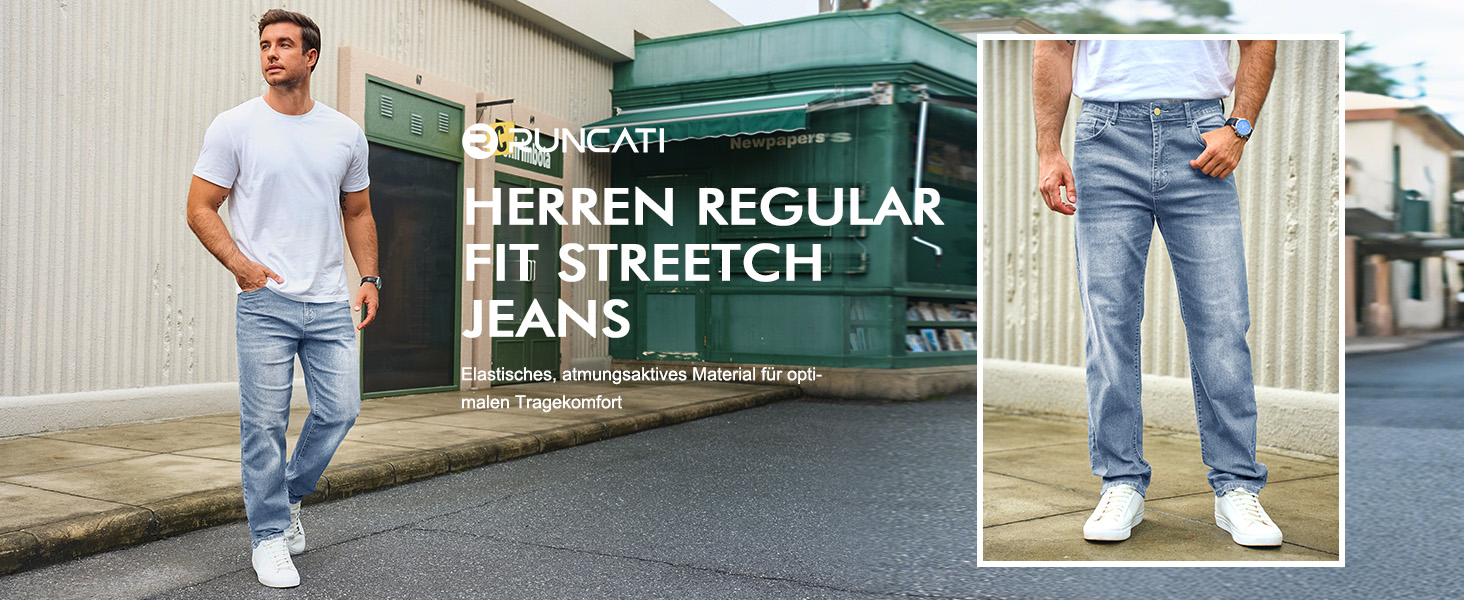 Чоловічі джинси Runcati Regular Fit темно-сині, еластичні, базові, повсякденні