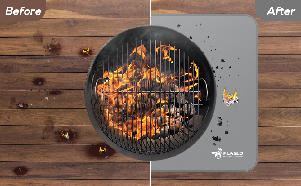 FLASLD Deck Grill Mat - 91x124cm - Washable & Grease-Proof - Protects Decks & Patios
