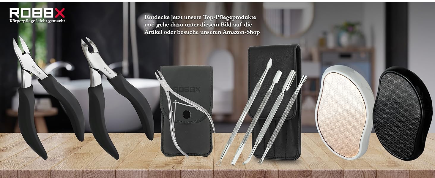 Набір для догляду за нігтями ROBBX® Profi: кусачки для товстих нігтів, зручна ручка, шкіряний етикет, ножиці для нігтів