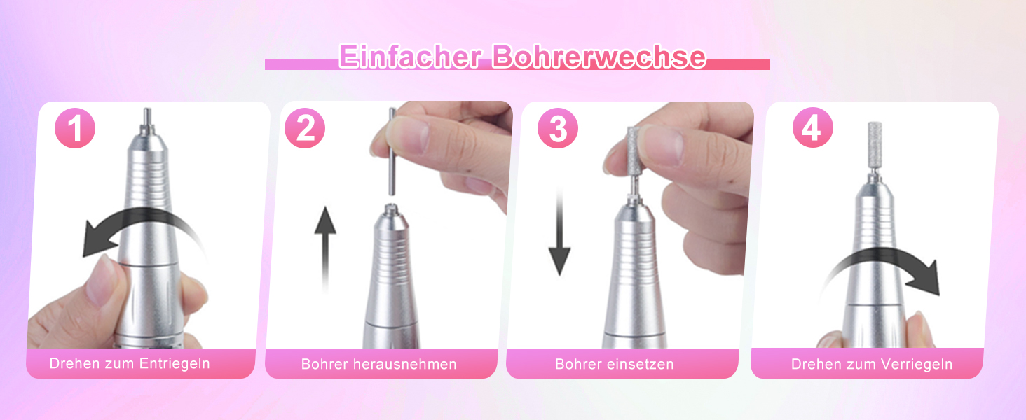 Електрична машинка для манікюру та педикюру CozyZen Professional: набір для догляду за нігтями з LCD-дисплеєм, керуванням рукою та ногою, тиха робота (рожевий)