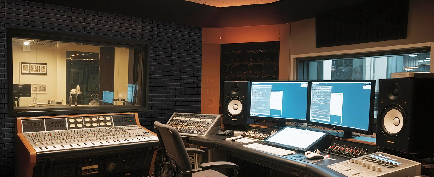 Акустичні панелі Jamelo 3D цегла, самоклеючі панелі для звукоізоляції та декору стін (30x30x0,9 см, чорні, 12 шт.) для студії, спальні та офісу