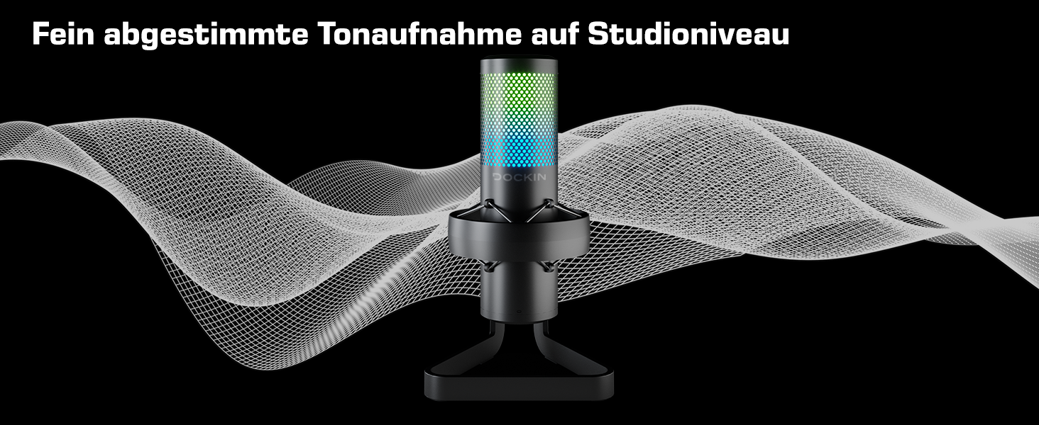 DOCKIN® MP2000: USB мікрофон-конденсатор для ПК, геймінгу, подкастів та стрімінгу - професійний мікрофон з підставкою для запису звуку з чудовою якістю звуку (130dB)