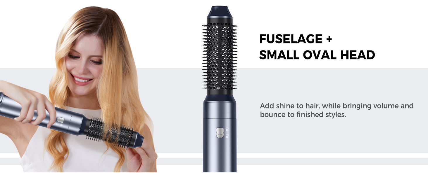 OKWRAP Haarstyler 5-в-1: Airbrush, фен, локони, випрямляч. Набір для волосся з LCD-дисплеєм (блакитний)