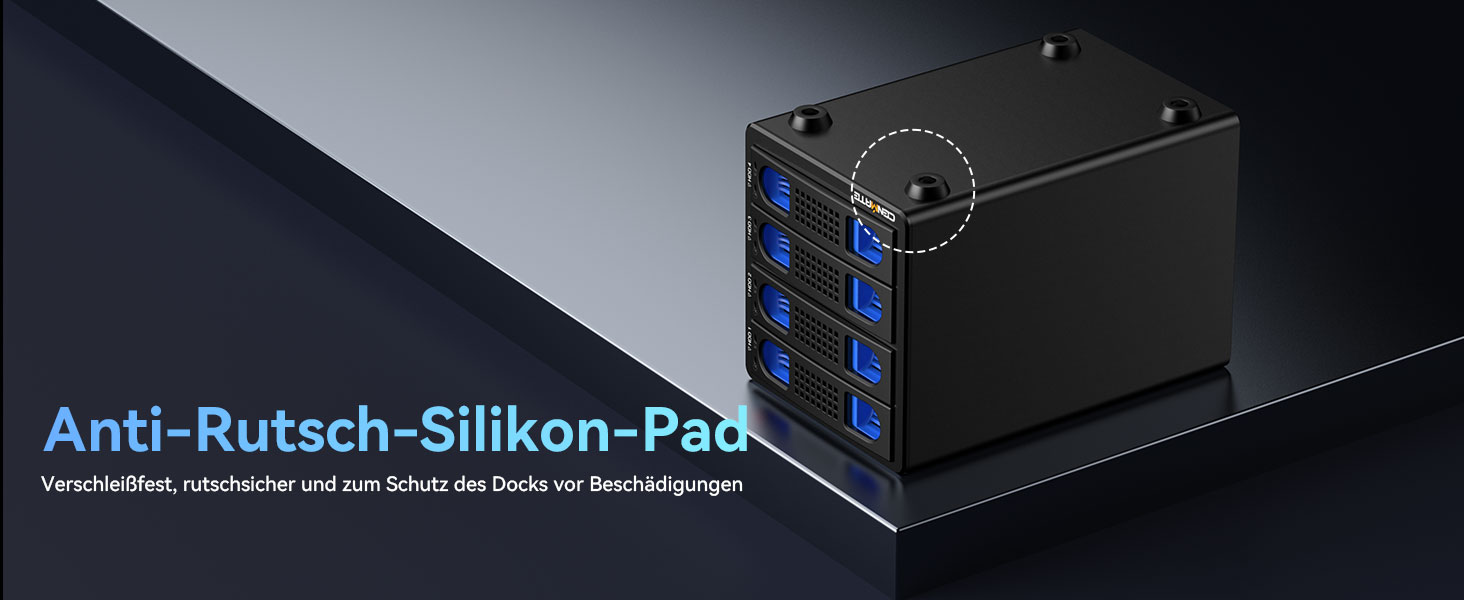 Корпус для жорстких дисків на 4 відсіки з вентилятором для 2.5/3.5' SATA HDD/SSD з USB A/C 3.0 та eSATA кабелем, підтримка Hot-Swapping, 80TB, DAS (без RAID/NAS)