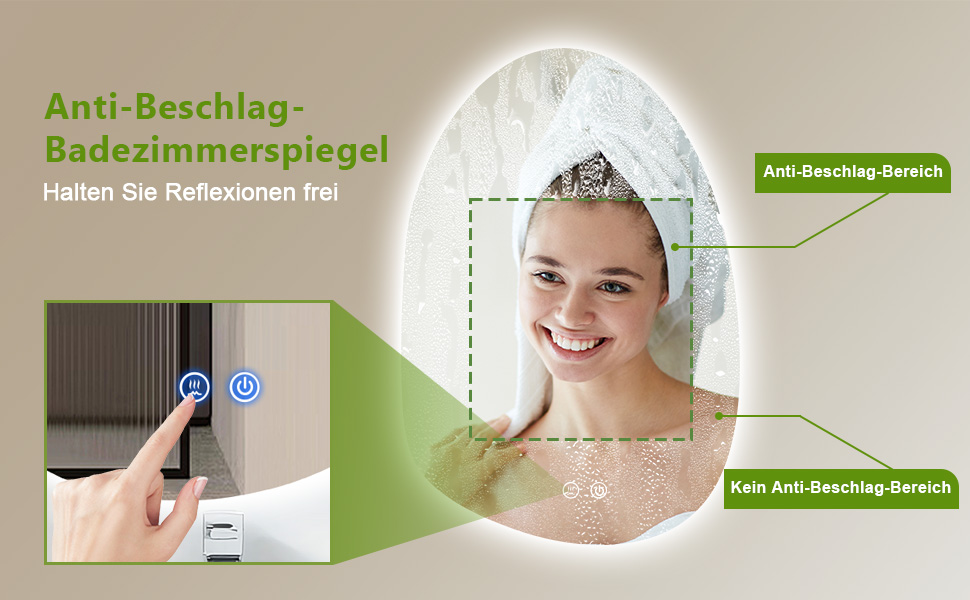 Дзеркало зі підсвічуванням 50x70 см LED дзеркало для ванної кімнати з LED підсвічуванням, сенсорне керування, дзеркало для ванної кімнати, настінне дзеркало для ванної кімнати