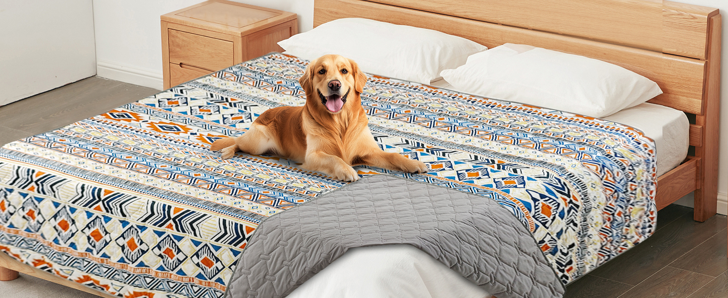 Водонепроникний двосторонній плед для собак, Boho-дизайн, захист дивану, 178 x 76 см