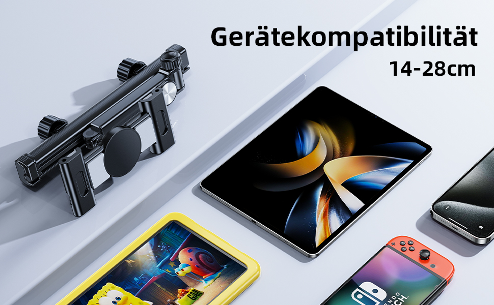 Тримач для iPad/Tablet в авто, висувний, для iPhone/Samsung/Switch/Kindle, 4-13 дюймів, з гачками, чорний