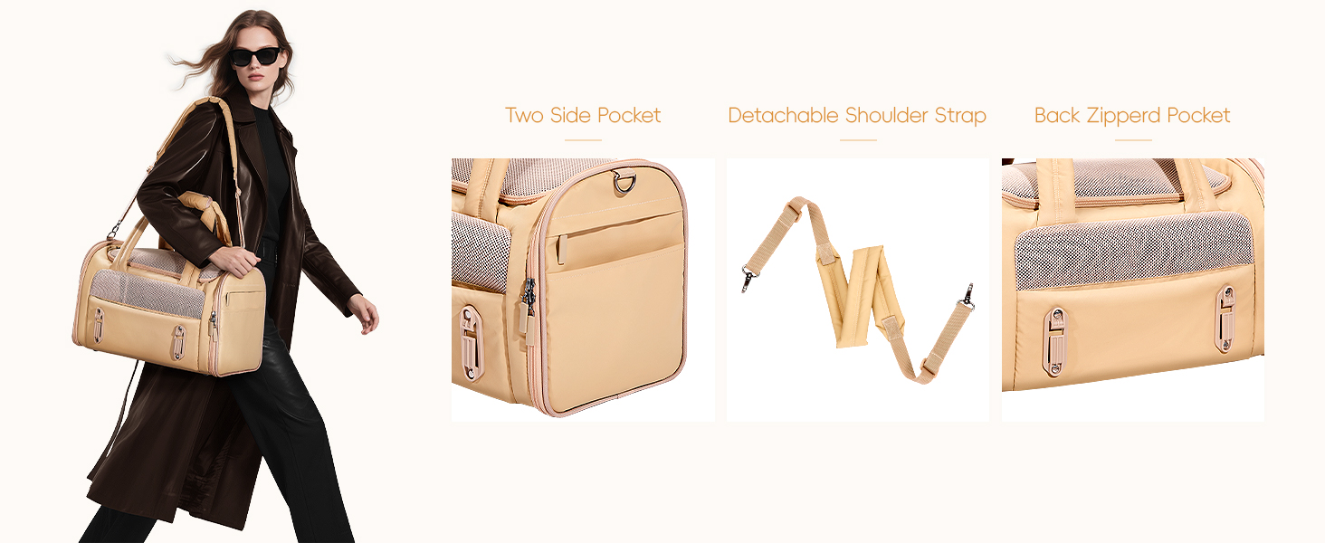 Транспортна переноска для собак та котів, Khaki M: водонепроникна, з антиковзною підкладкою та захистом від вітру