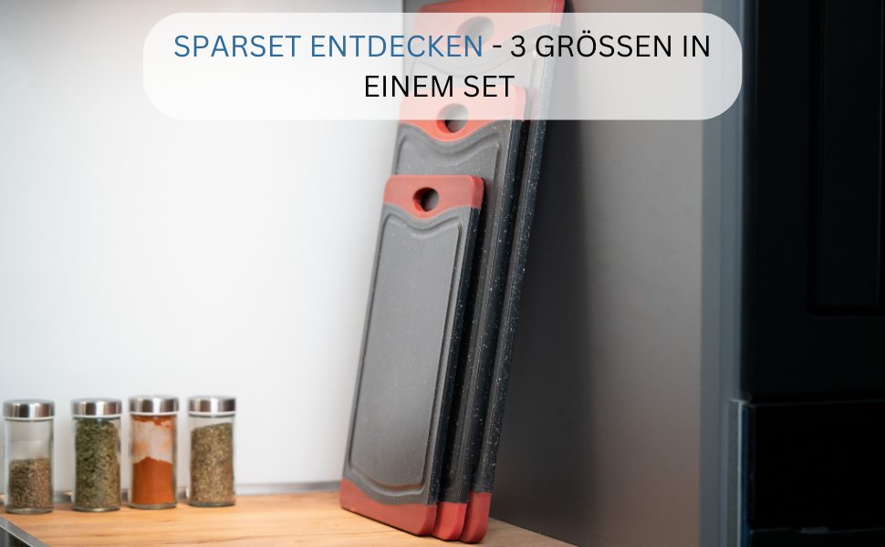 Дерев'яний обрізний дошка Westmark з жолобком для соку, антиковзаюча, з гранітною текстурою, 44,5 x 30 см, пластик, антрацит/червоний