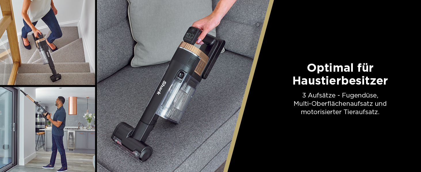 Shark Stratos бездротовий акумуляторний пилосос PowerFins Plus, 60 хв роботи, Anti-Hair Wrap, CleanSense IQ, насадки для щілин та різних поверхонь, рожеве/антрацитове, IZ400EU (набір Stratos для видалення шерсті тварин та догляду за авто)