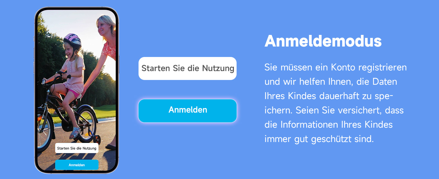Смарт-годинник BIGGERFIVE для дітей, 1.8' екран, фітнес-трекер з підрахунком кроків, пульсометр, моніторинг сну, будильник, 5 ігор, водонепроникність IP68, ремінець з нейлону блакитного кольору