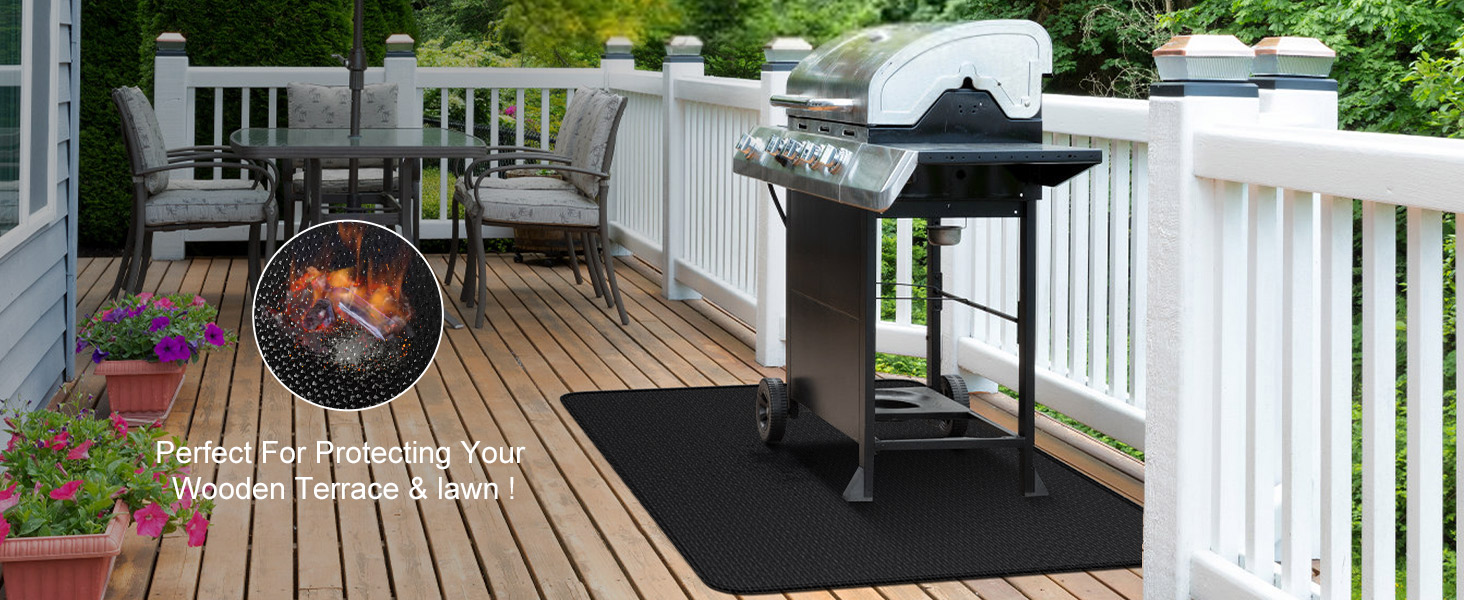 Вогнетривкий килимок підкладка 100х150 см зі скловолокна та силікону для гриля, каміна та барбекю, захисна підстилка для підлоги та газону