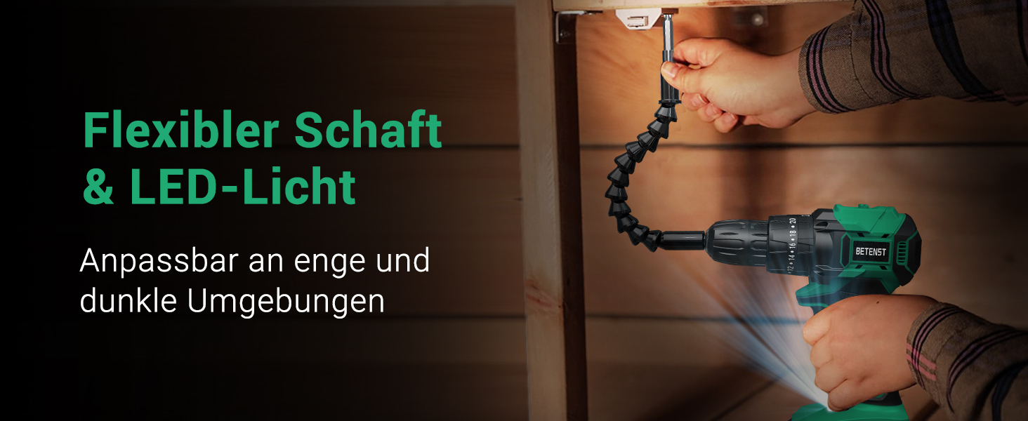 Акумуляторний шуруповерт BETENST 21V: 42Nm, 2.0Ah, 25+3 рівня крутного моменту, 2 швидкості, 10 мм патрон, LED, 30-ти елементний набір для дому, саду, DIY