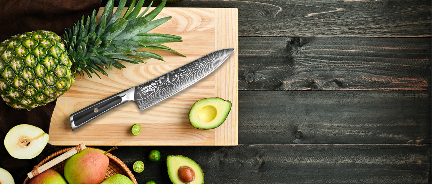 Sunnecko Nakiri 18 см – дамаський кухонний ніж, гострий багатофункціональний азійський ніж із дамаскої сталі з ергономічною ручкою для дому та кухні