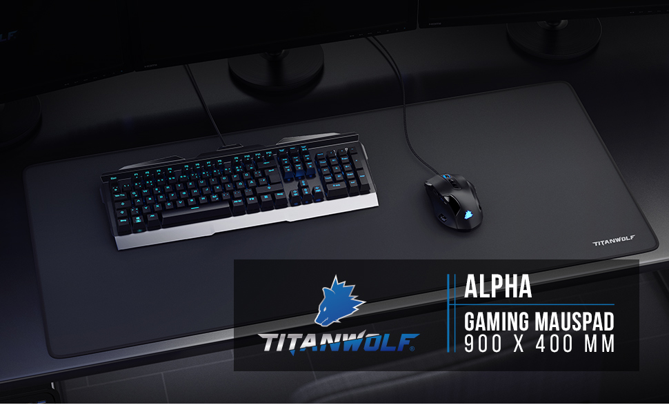 Килимок для миші TITANWOLF XXL Speed Gaming - 900 x 400 мм - великий, з антиковзаючим покриттям, для геймінгу