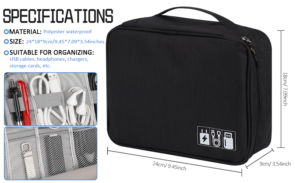 Водонепроникна органайзер-сумка для кабелів та аксесуарів QIMEI-SHOP | SD-картки, флешки, Power Bank, HDD