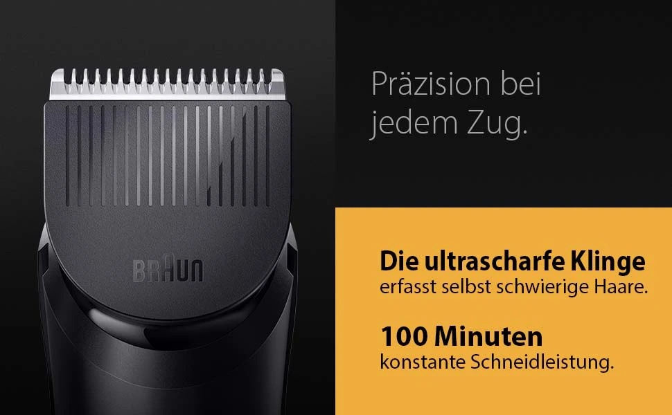 Триммер для бороди Braun Series 5 BT5525: професійний акумуляторний триммер з насадками, 40 налаштувань, водонепроникний, сірий