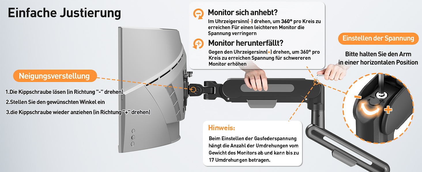 Кріплення для монітора ELIVED EV3235B-G: регульована підставка для монітора 17-34 дюймів, 2-12 кг, VESA 75/100mm, сірий