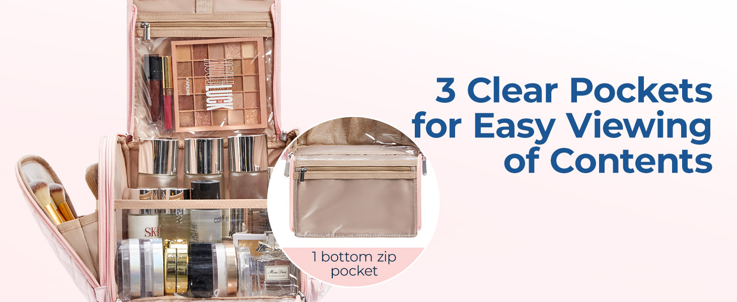 Органайзер для косметики BAGSMART, велика косметичка для жінок, чорний, з петлею для підвішування