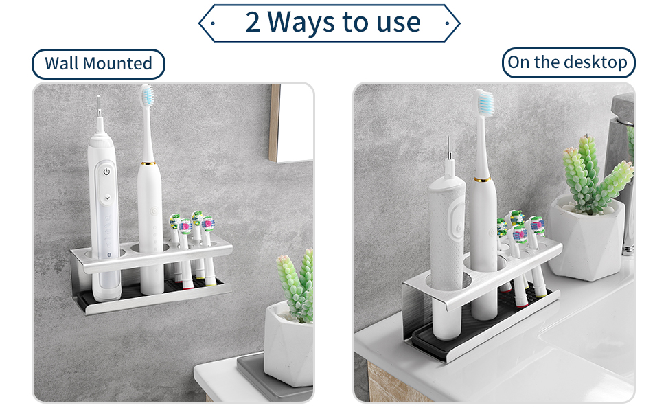 Тримач для електричної зубної щітки, нержавіюча сталь, настінний, без свердління (сріблястий)