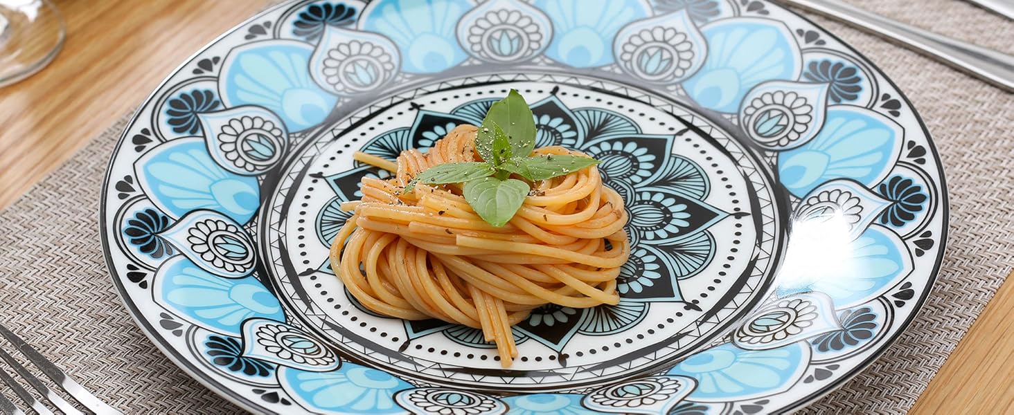 Набір посуду VEWEET на 4 особи, 16 предметів: порцеляновий сервіз з тарілками, мисками та чашками, сумісний з мийкою та мікрохвильовкою, серія Audrie