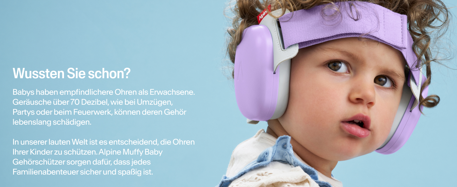 Захисні навушники Alpine Muffy Baby Komfort для дітей до 48 місяців - навушники для захисту від шуму, фіолетовий колір